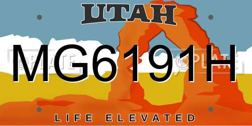 MG6191H Utah License Plate