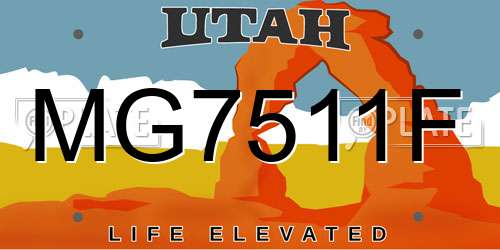 MG7511F Utah License Plate