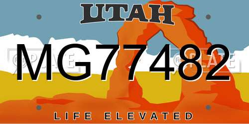 MG77482 Utah License Plate