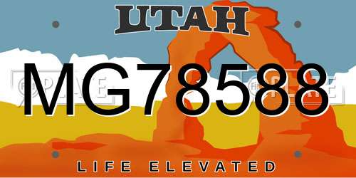 MG78588 Utah License Plate