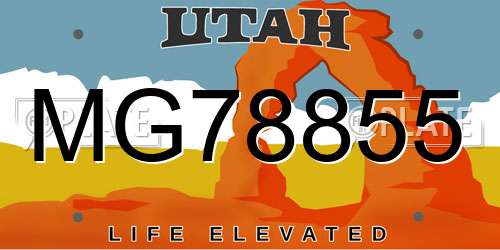 MG78855 Utah License Plate