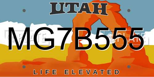 MG7B555 Utah License Plate