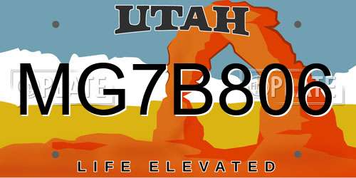 MG7B806 Utah License Plate