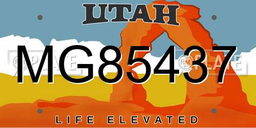 MG85437 Utah License Plate