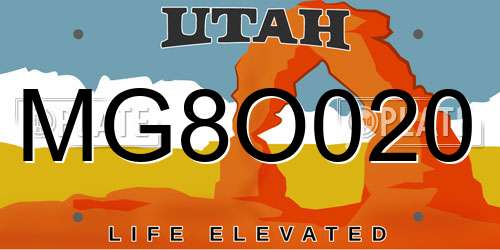 MG8O020 Utah License Plate
