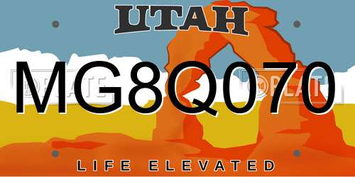 MG8Q070 Utah License Plate