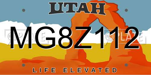 MG8Z112 Utah License Plate