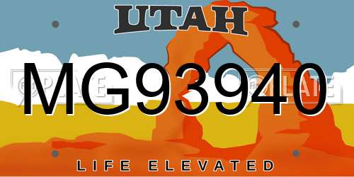 MG93940 Utah License Plate