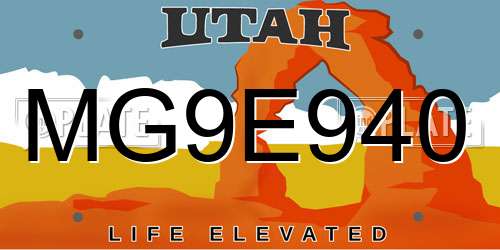 MG9E940 Utah License Plate