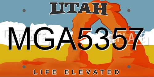 MGA5357 Utah License Plate