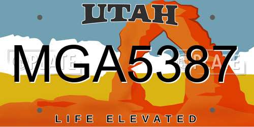 MGA5387 Utah License Plate