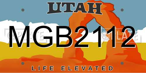 MGB2112 Utah License Plate