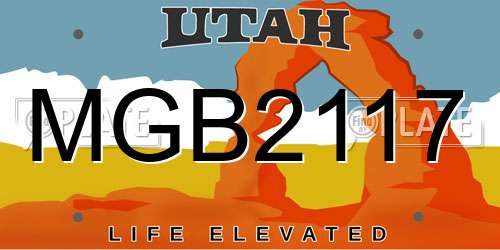 MGB2117 Utah License Plate
