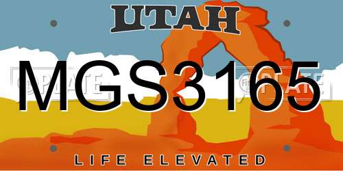 MGS3165 Utah License Plate