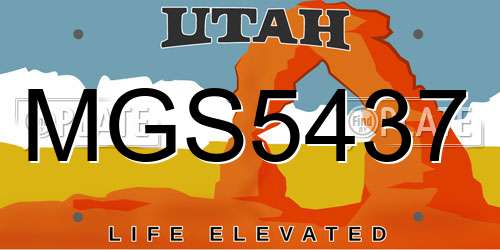 MGS5437 Utah License Plate