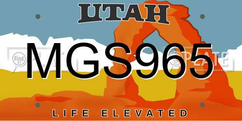 MGS965 Utah License Plate