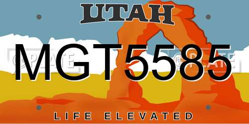 MGT5585 Utah License Plate