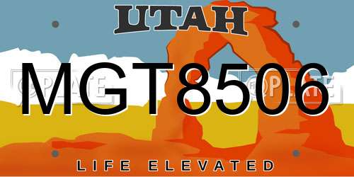 MGT8506 Utah License Plate