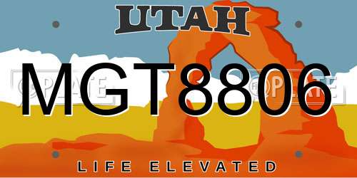 MGT8806 Utah License Plate