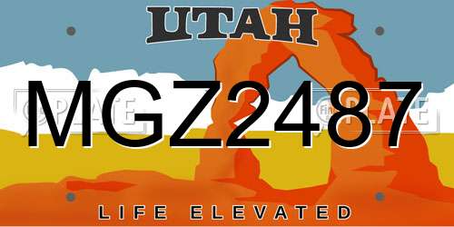 MGZ2487 Utah License Plate