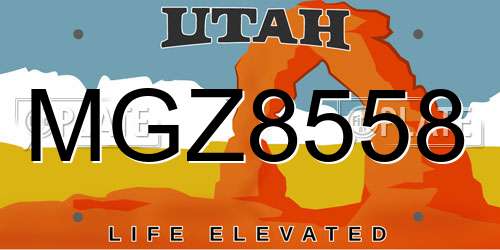MGZ8558 Utah License Plate
