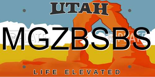 MGZBSBS Utah License Plate