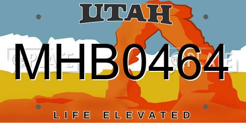 MHB0464 Utah License Plate