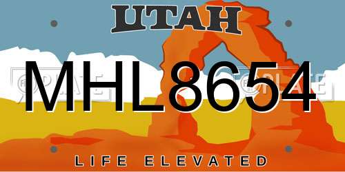 MHL8654 Utah License Plate