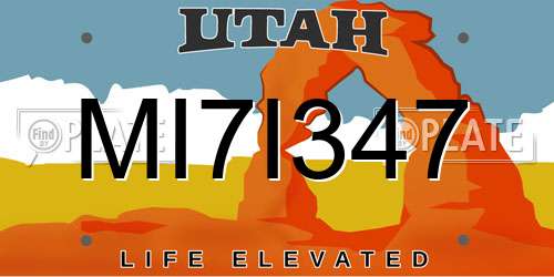 MI7I347 Utah License Plate