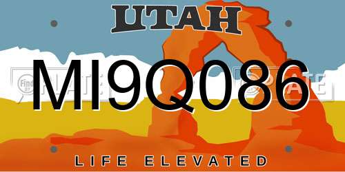 MI9Q086 Utah License Plate