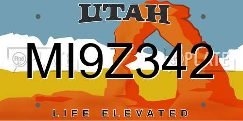 MI9Z342 Utah License Plate