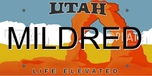 MILDRED Utah License Plate