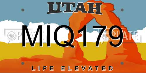 MIQ179 Utah License Plate