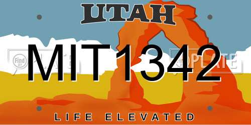 MIT1342 Utah License Plate