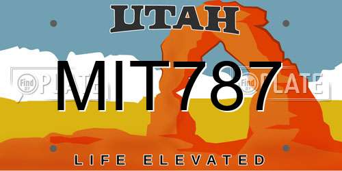 MIT787 Utah License Plate