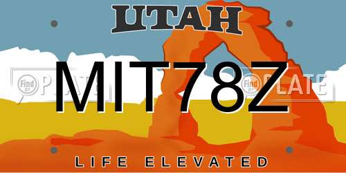 MIT78Z Utah License Plate