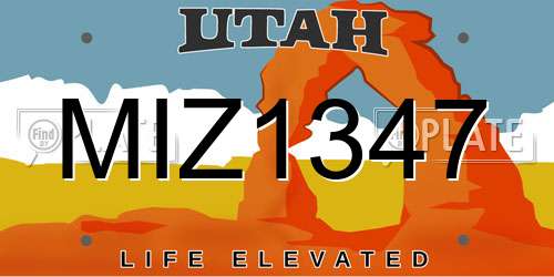 MIZ1347 Utah License Plate