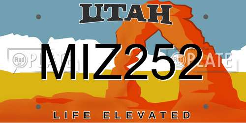 MIZ252 Utah License Plate