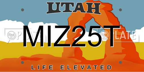 MIZ25T Utah License Plate