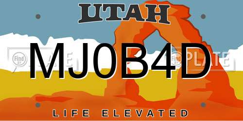 MJ0B4D Utah License Plate
