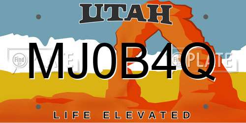 MJ0B4Q Utah License Plate