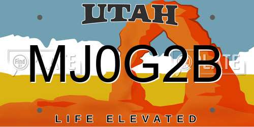 MJ0G2B Utah License Plate