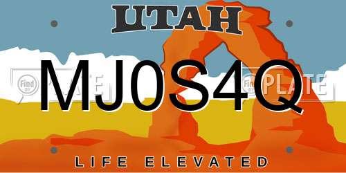 MJ0S4Q Utah License Plate