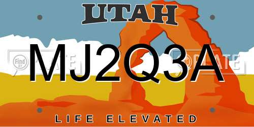 MJ2Q3A Utah License Plate
