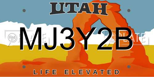 MJ3Y2B Utah License Plate