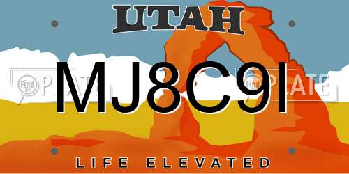 MJ8C9I Utah License Plate