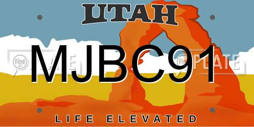 MJBC91 Utah License Plate