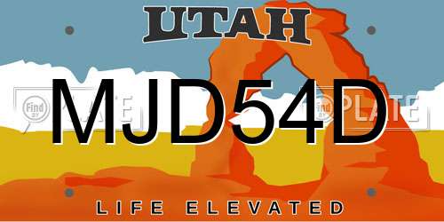 MJD54D Utah License Plate