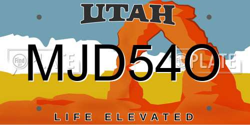 MJD54O Utah License Plate