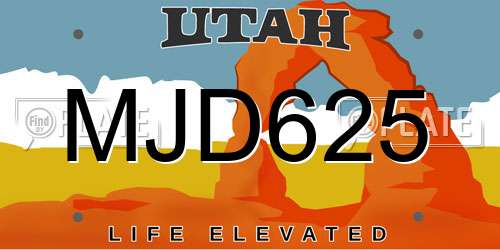 MJD625 Utah License Plate